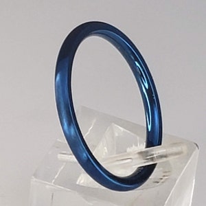 2mm Blue Titanium Stackable Midi Rings (for fun, dress up, parties, current fashion, ladies, women, girls thin bands (US SIZES 2-17)