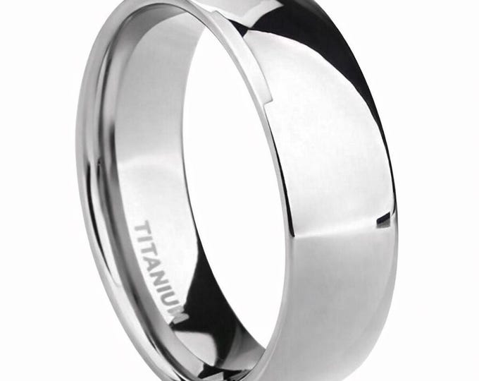 100% Silver Titanium 2mm | 4mm | 6mm | 8mm Comfort Fit Polished Dome Style Wedding Band (Mens & Womens unisex, Engagement, Promise, Ring)