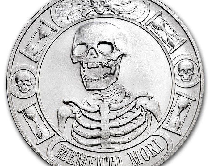 1 oz .9999 Silver Round - Memento Mori Coin Bullion (Anonymous Mint) (OPTIONS: Silver, 18K Gold, 24K Gold, Platinum, Rhodium, Rose Gold, etc