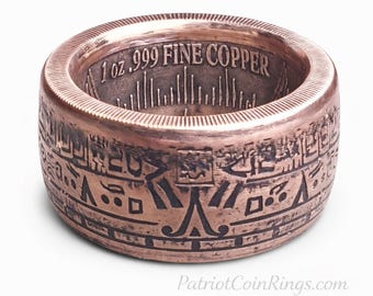 Mayan Aztec Calendar Coin Ring (1 Troy Ounce .999 Copper Bullion Coin)