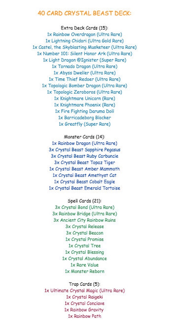 Yugioh Custom Designed Crystal Beast Deck Etsy Yugioh Custom Designed Crystal Beast Deck Etsy