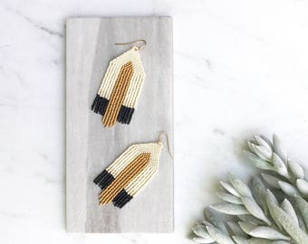 T H E . G A T S B Y // Gold Tassel Fringe Earrings, Art Deco Earrings, Beaded Tassel Jewelry