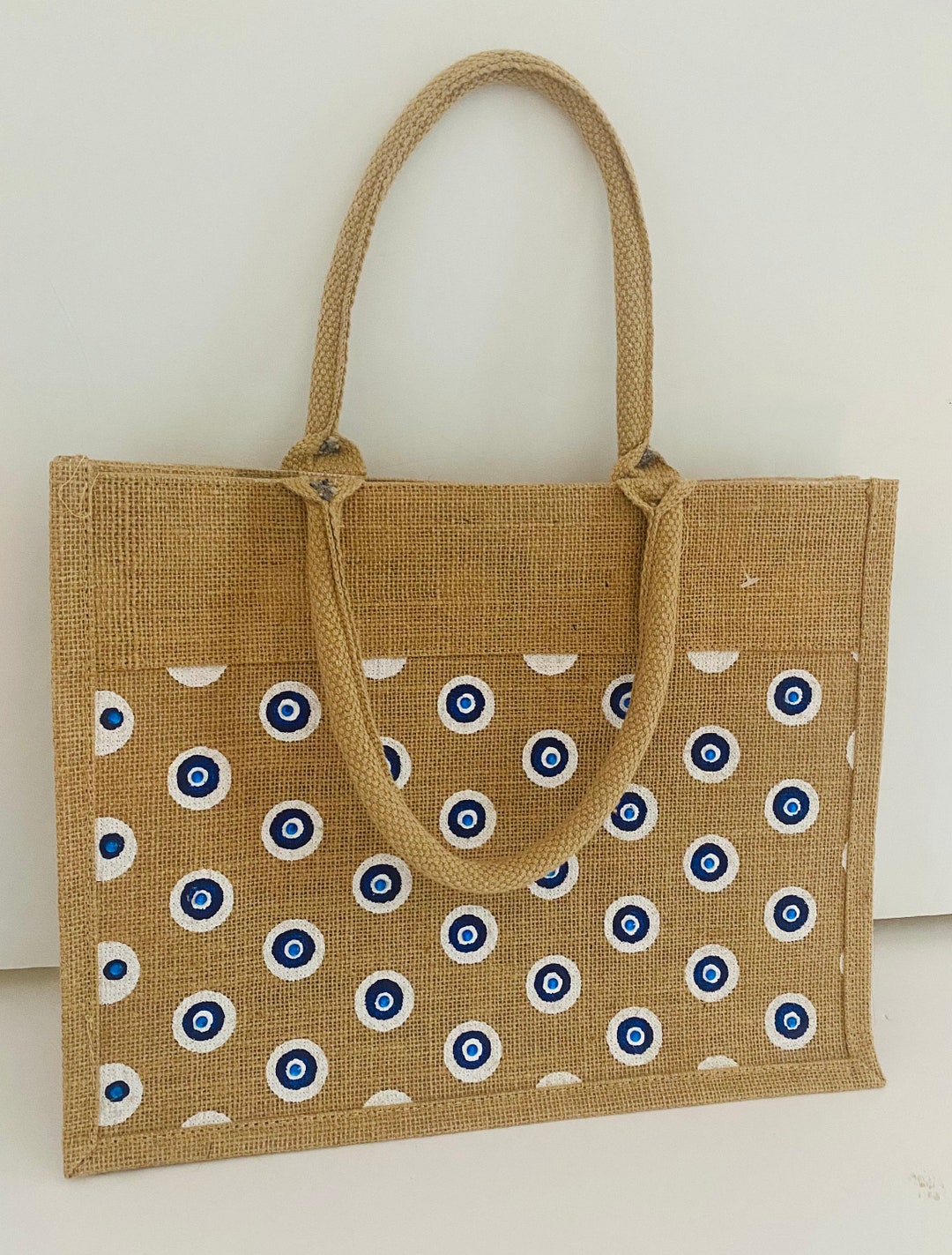 Evil Eye Jute Tote Bag - Etsy