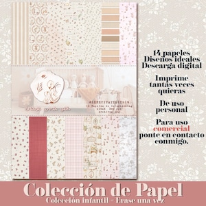 Colección Erase una vez | Papeles decorados imprimir para scrapbooking, tarjeteria, project Life,manualidades, journal, infantil, embarazo