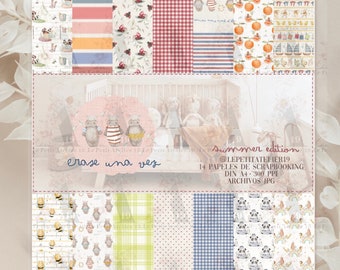 SUMMER BABY Collection | Baby & Children theme Decorated papers to print for scrapbooking, cards, crafts... Nursery Boho