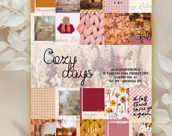 COZY DAYS Collection : Pack CARDS | Decorated papers to print for scrapbooking, carding, project Life, crafts, journaling