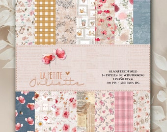 La Petite Juliette Collection | Decorated papers to print for scrapbooking, cards, project Life, crafts, card making