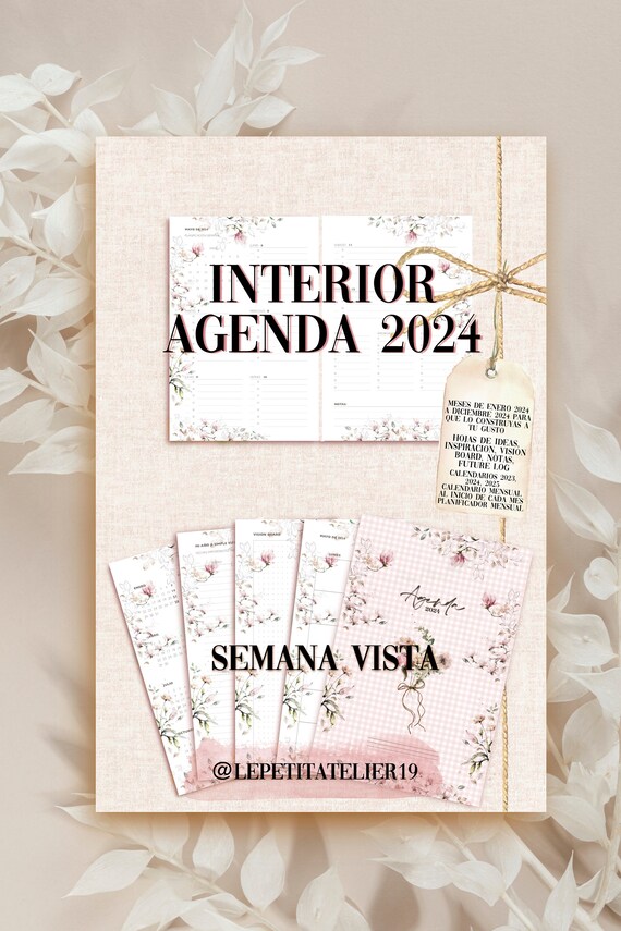 INSIDE THE AGENDA Semana Vista 2024 Weekly Agenda, Planner, Bullet Journal,  Annual Planner, Organization, Month View, Tracker 