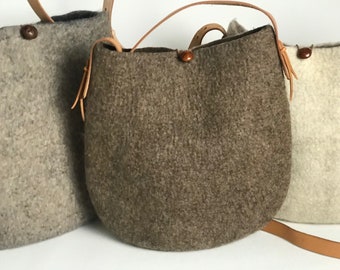 Felted bag with a button