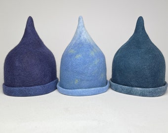 Sauna hats - blue & purple - handfelted - pure wool