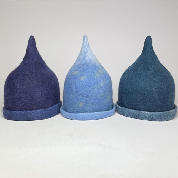 Sauna hats - blue & purple - handfelted - pure wool
