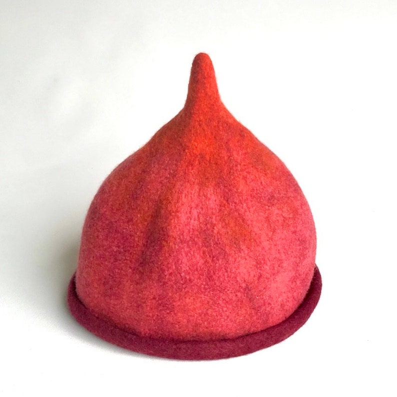 Sauna hats warm colors handfelted pure wool Raspberry red
