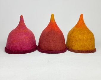 Sauna hats - warm colors - handfelted - pure wool