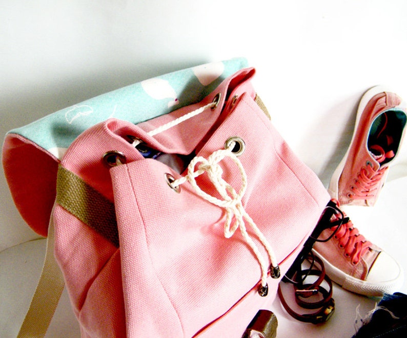 Backpack purse Pink large backpack Womens canvas travel bag Etsy