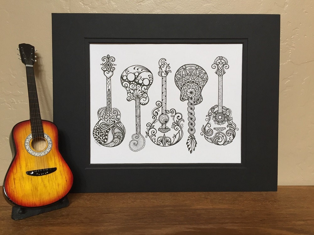 Acoustic Guitars, Zentangle, Art, Drawings, Pen and Ink
