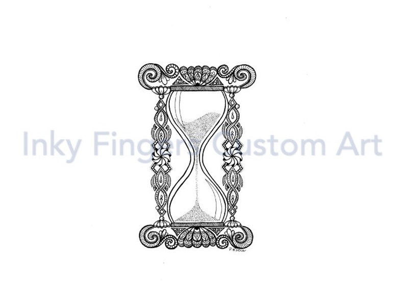 Vintage Hourglass, Zentangle, Art, Drawings, Pen and Ink, Black and ...