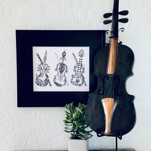 Violins, Art, Pen and Ink, Black and White, Hand Drawn, Musical Instruments, Digital download Violins, Digital Violins, SVG Violins