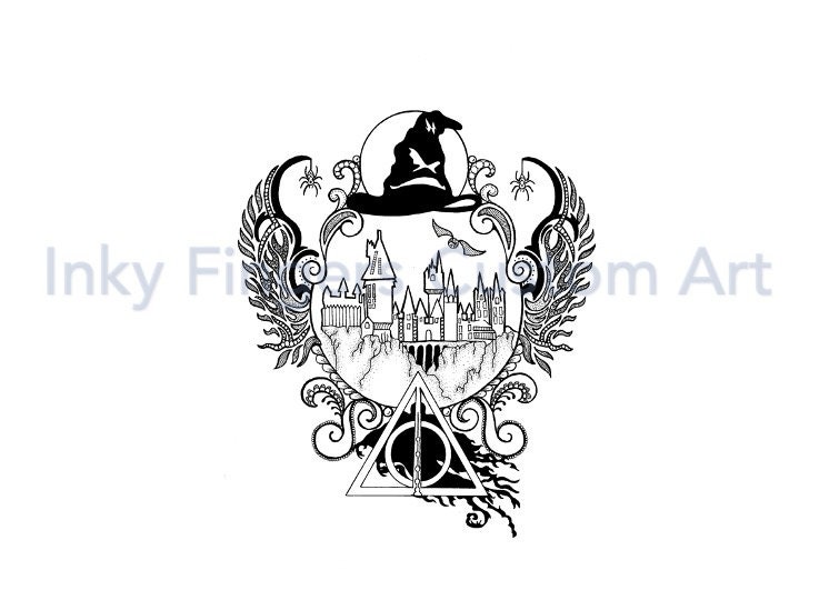 Harry Potter, Poudlard, Zentangle, Art, Dessins, Stylo et Encre, Noir