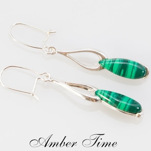 KK0017 Turquoise / Red Coral / Malachite Green Gem Long Dangle Earrings & Sterling Silver 925. Classic Earrings