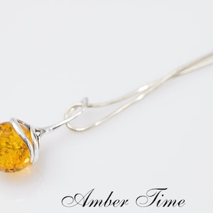 ZB0081 Amber Ball Pendant. Honey Amber & Sterling Silver 925. Hand-made Amber Ball. Classic Amber Pendant. FREE COURIER SHIPMENT