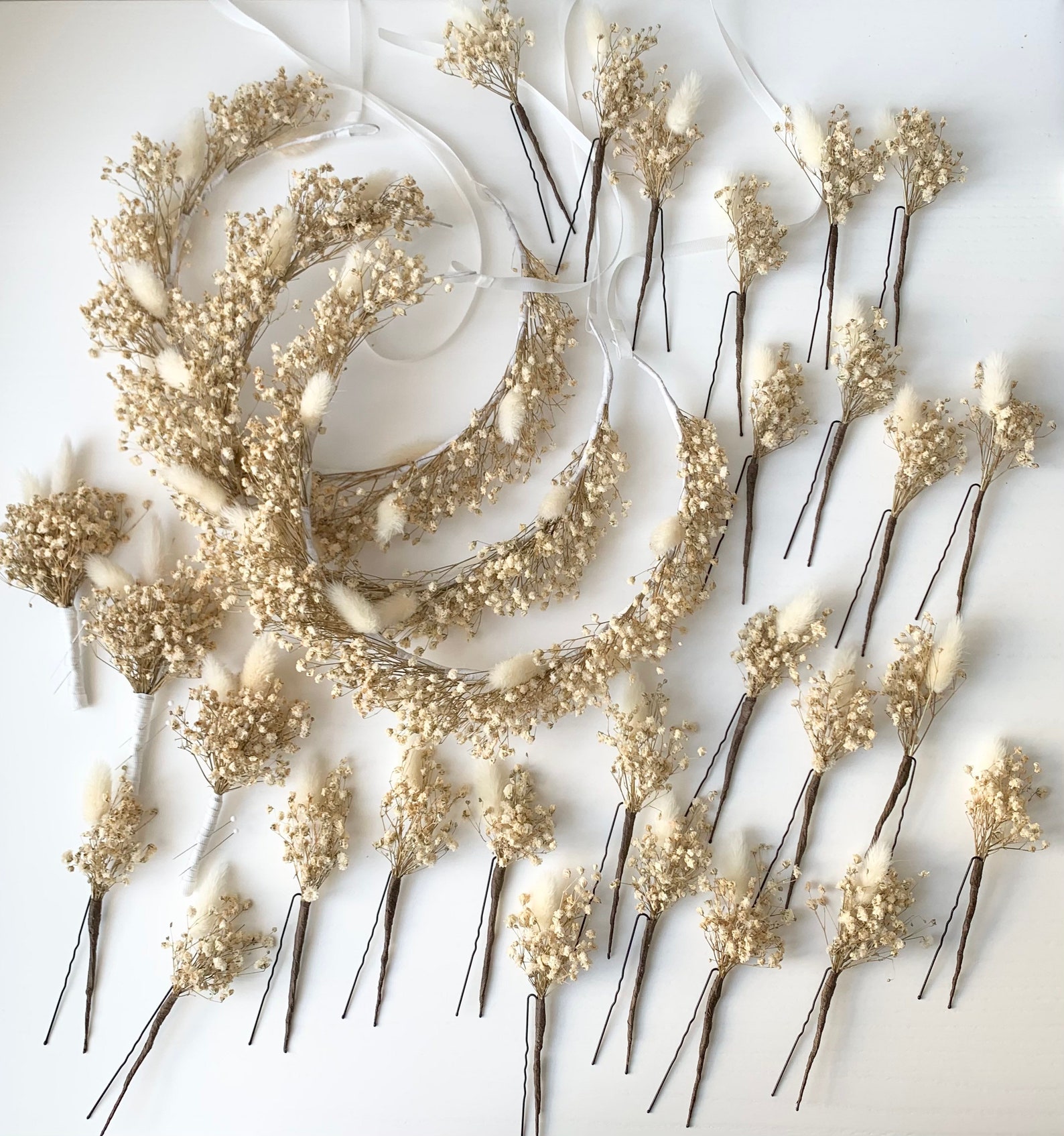 Babys breath hair pins Dried flower gypsophila hair piece Etsy