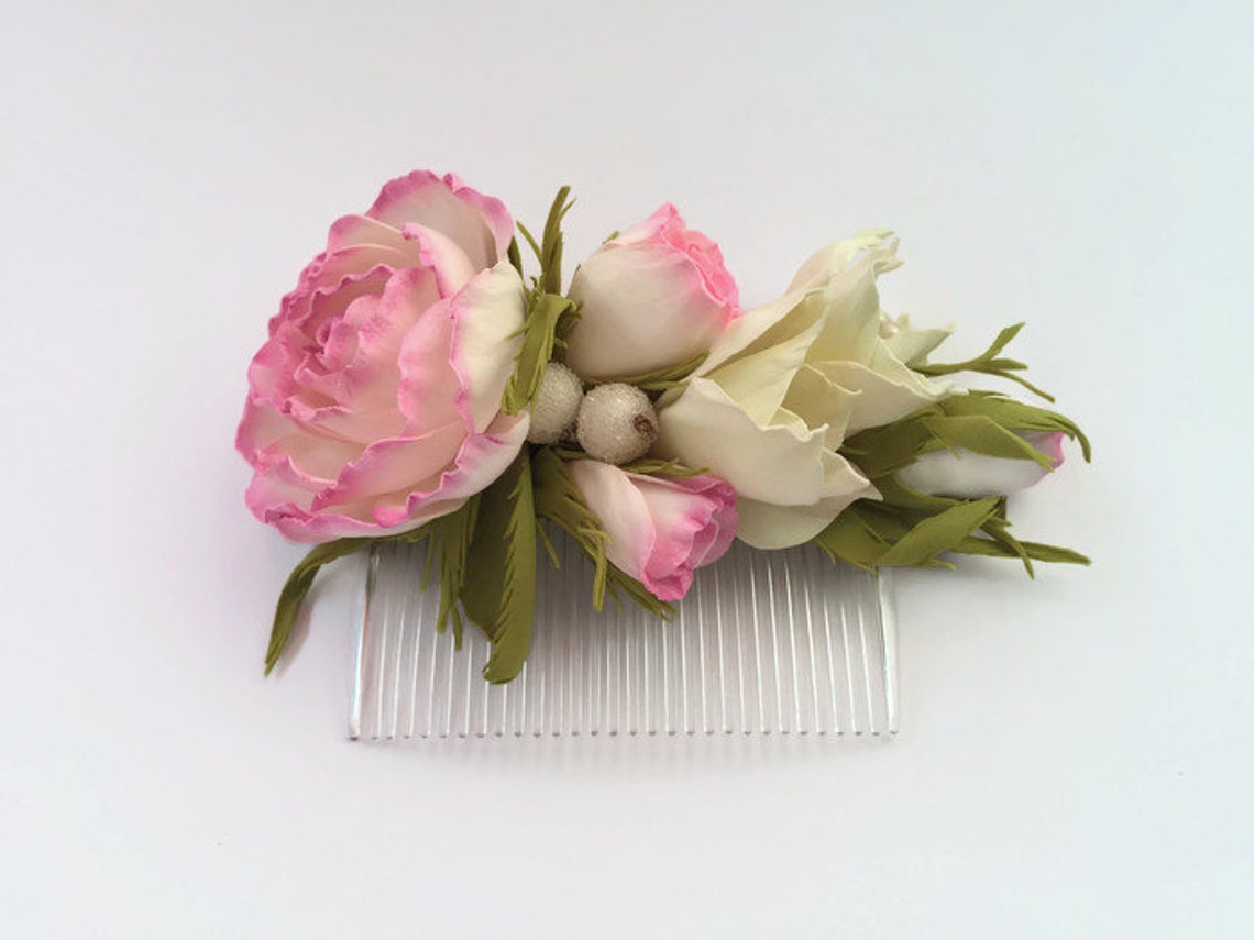 Pink Flower for Hair Wedding Hair Flower Comb Bridal Flower Etsy