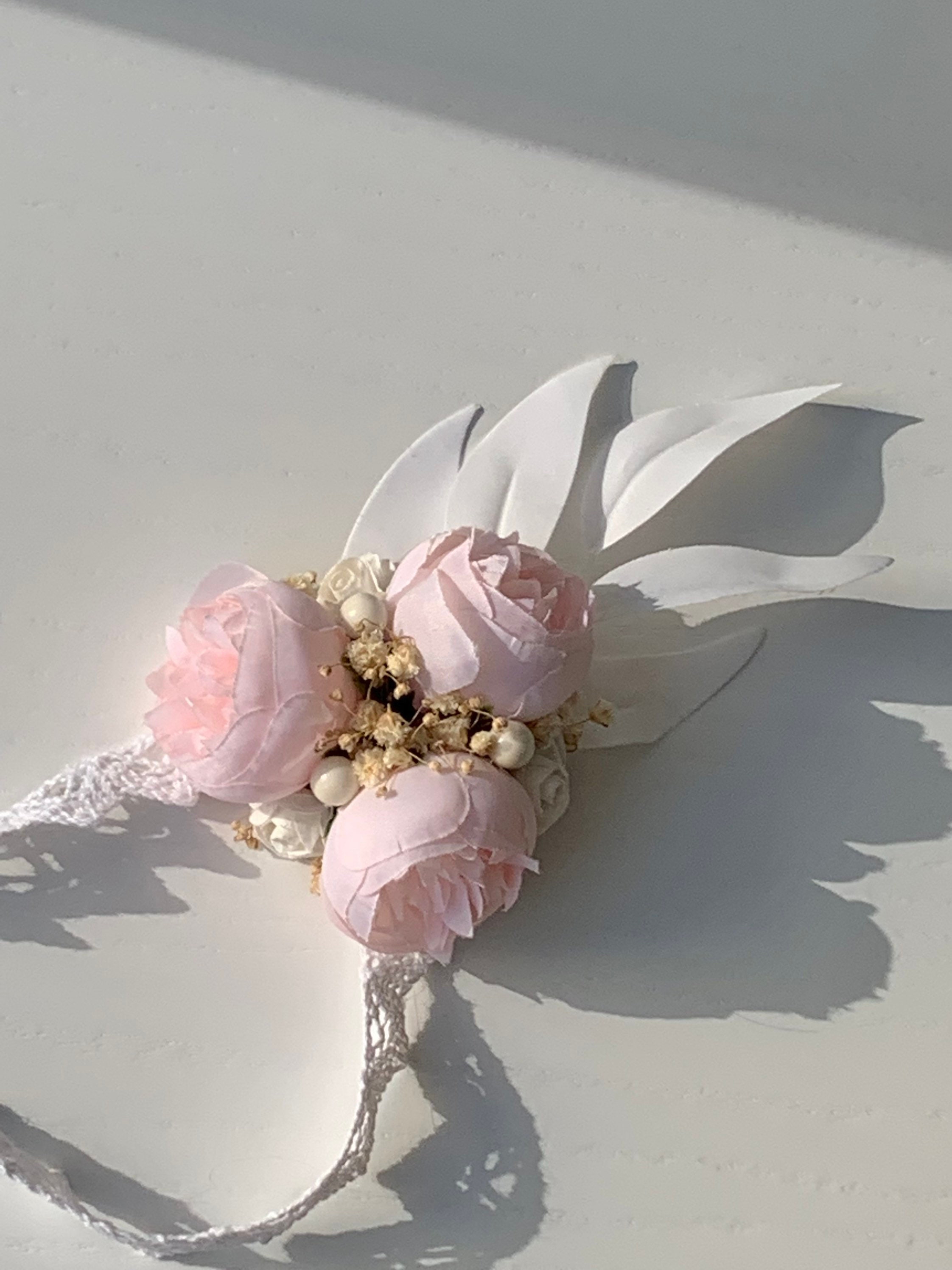 Peony Wrist corsage for bridal Dried flower bracelet Wedding Etsy