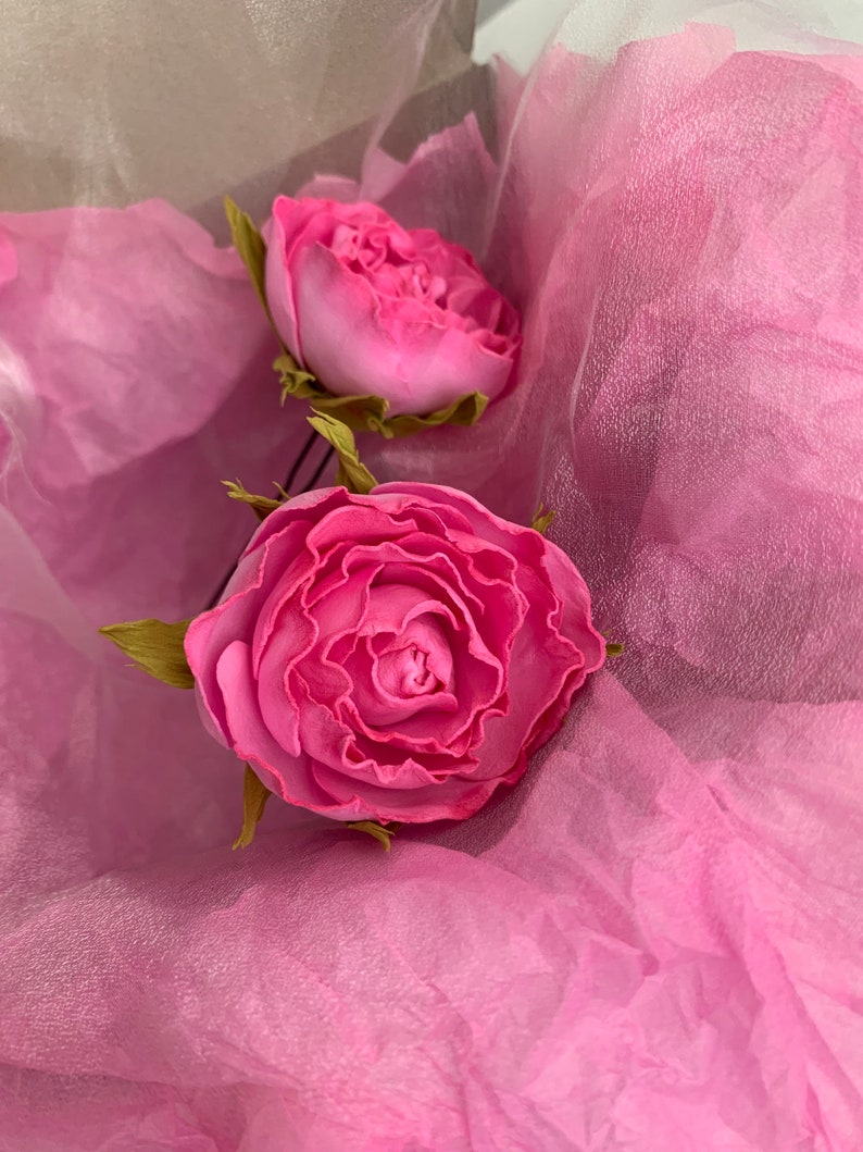 Rose Pink Hair Pins Bridal Flower Hair Pin Wedding Headpiece Etsy