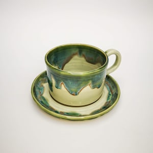 Cup and saucer, hand thrown, tea cup, coffee cup, table ware, breakfast cup