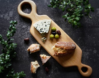 Organic Shaped Double Handle Wood Serving Board - shaped and carved by hand - offered in local Pennsylvania Walnut, Sycamore, Maple