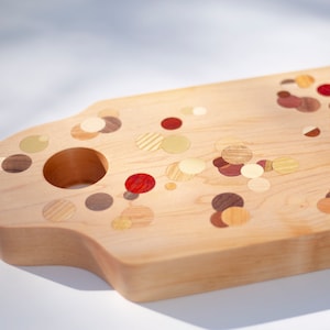 Maple Multi Color Polka Dot Inlay Kitchen Board with Handle Hole image 2