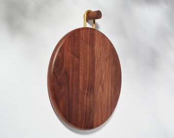 Walnut and Brass Cutting Board - Curvy round and smooth shape