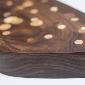 Walnut Multi Color Polka Dot Inlay Kitchen Board with Handle Hole image 4