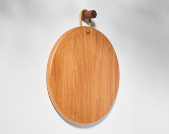 White Oak and Brass Cutting Board - Curvy round and smooth shape