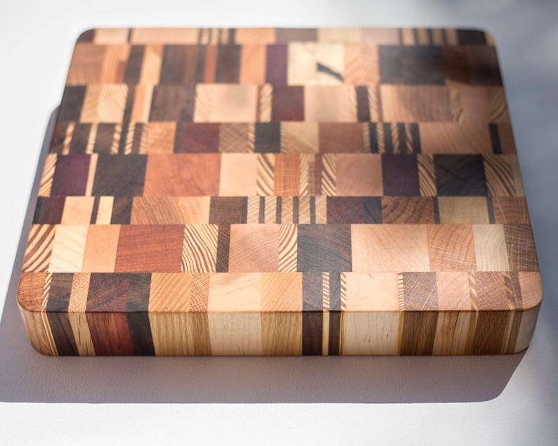 Mixed Color End Grain Cutting Board made with recycled woods Etsy