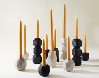 Black Geometric Tapered Candlestick Holder
