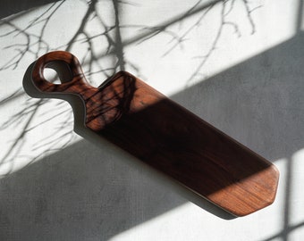 Organic Shaped Wood Serving Board with Handle - carved by hand - offered in local Pennsylvania Walnut, Sycamore, Maple - Long Serving Board