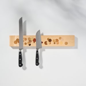Multi Color Polka Dot Inlay Maple Wall Mounted Magnetic Knife Holder image 2