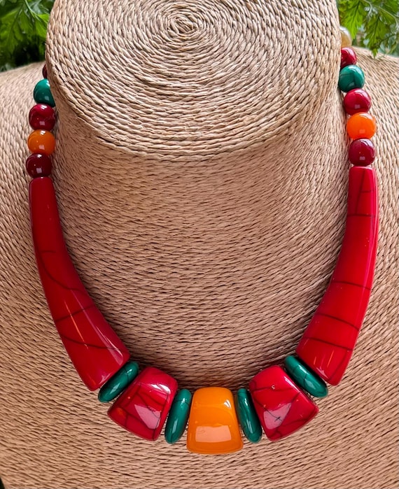 Collier Fantaisie Perles En Résine - Style Bohème Et Léger
