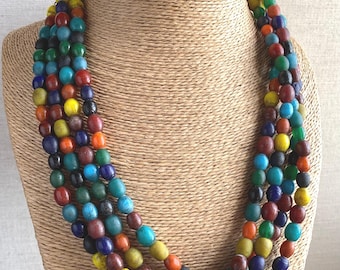 Multicoloured Glass Bead NECKLACE, Costume JEWELLERY.