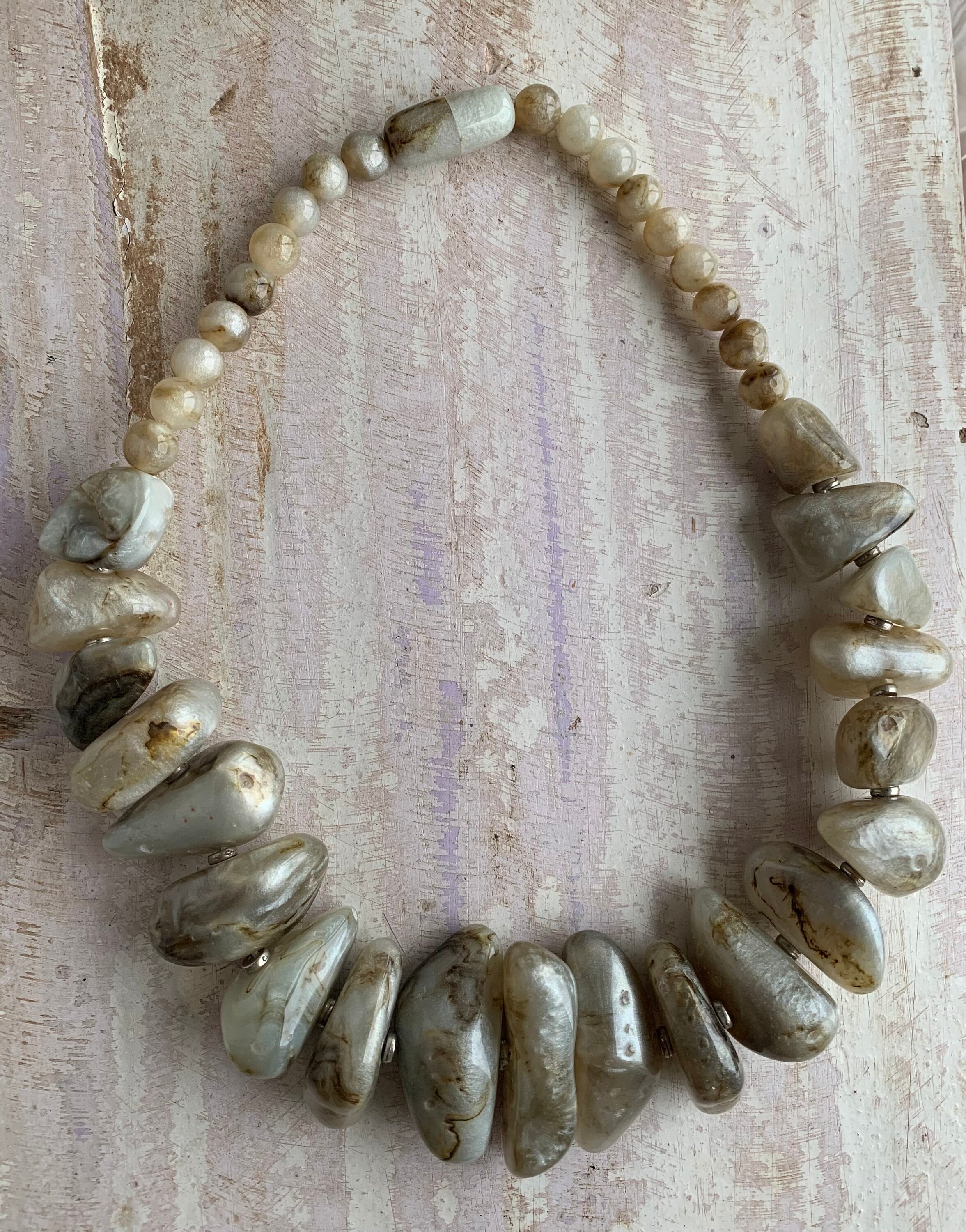 【新品】BIG SYNTHETIC RESIN BEADS NECKLACE Big Light Pink Beads Necklace, Resin Necklace, Statement
