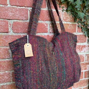 SHOPPER, TOTE, HANDBAG, Sari Silk lined Bag, Handmade in Nepal. Accessories.
