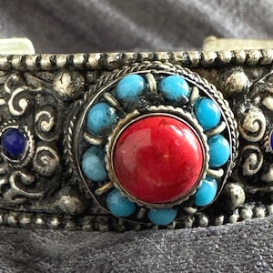 Artisan TURQUOISE, Coral Nepalese BANGLE, Cuff, Costume JEWELLERY