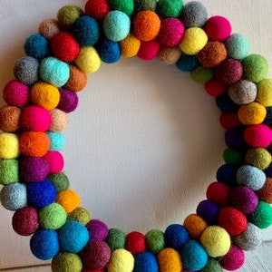 CHRISTMAS DECORATION, Felt WREATH, HandFelted Ball Wreath, Handfelted in Nepal, Felted Wool Wreath, Fairtrade & Handmade