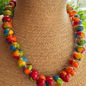 Colourful BEAD Feature NECKLACE, Costume JEWELLERY.