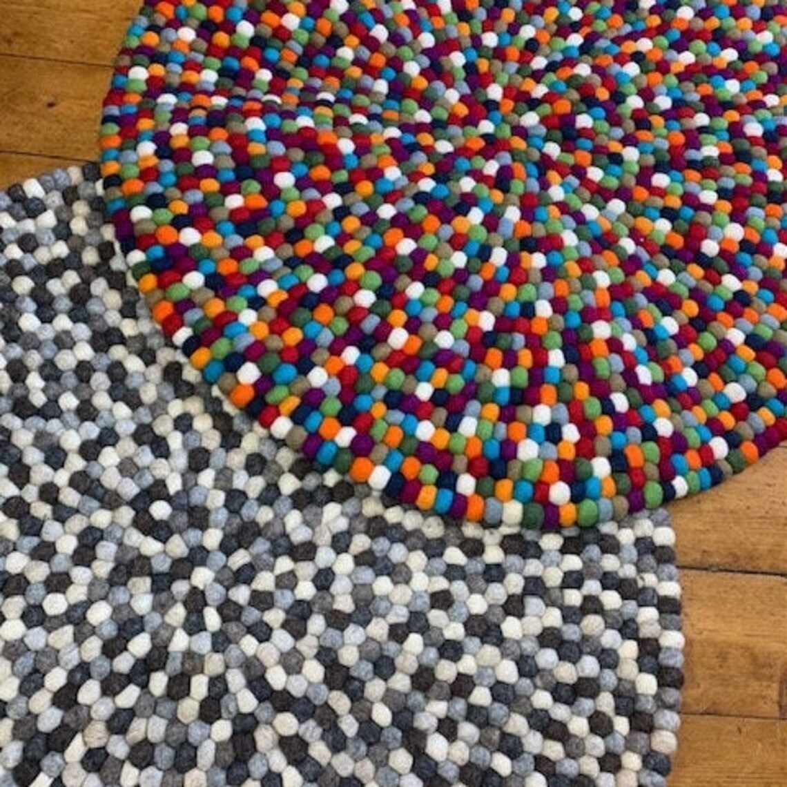 FELT BALL MAT/Handfelted Wool Mat/Rug Etsy