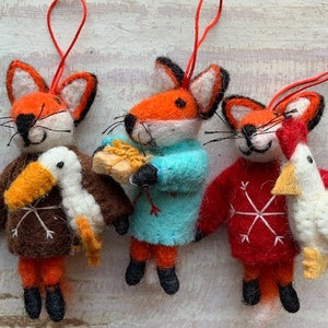 FELT FOX Decoration, Fairtrade Handfelted Gift, Felt Ornament HOME Decoration, Tree Decoration.