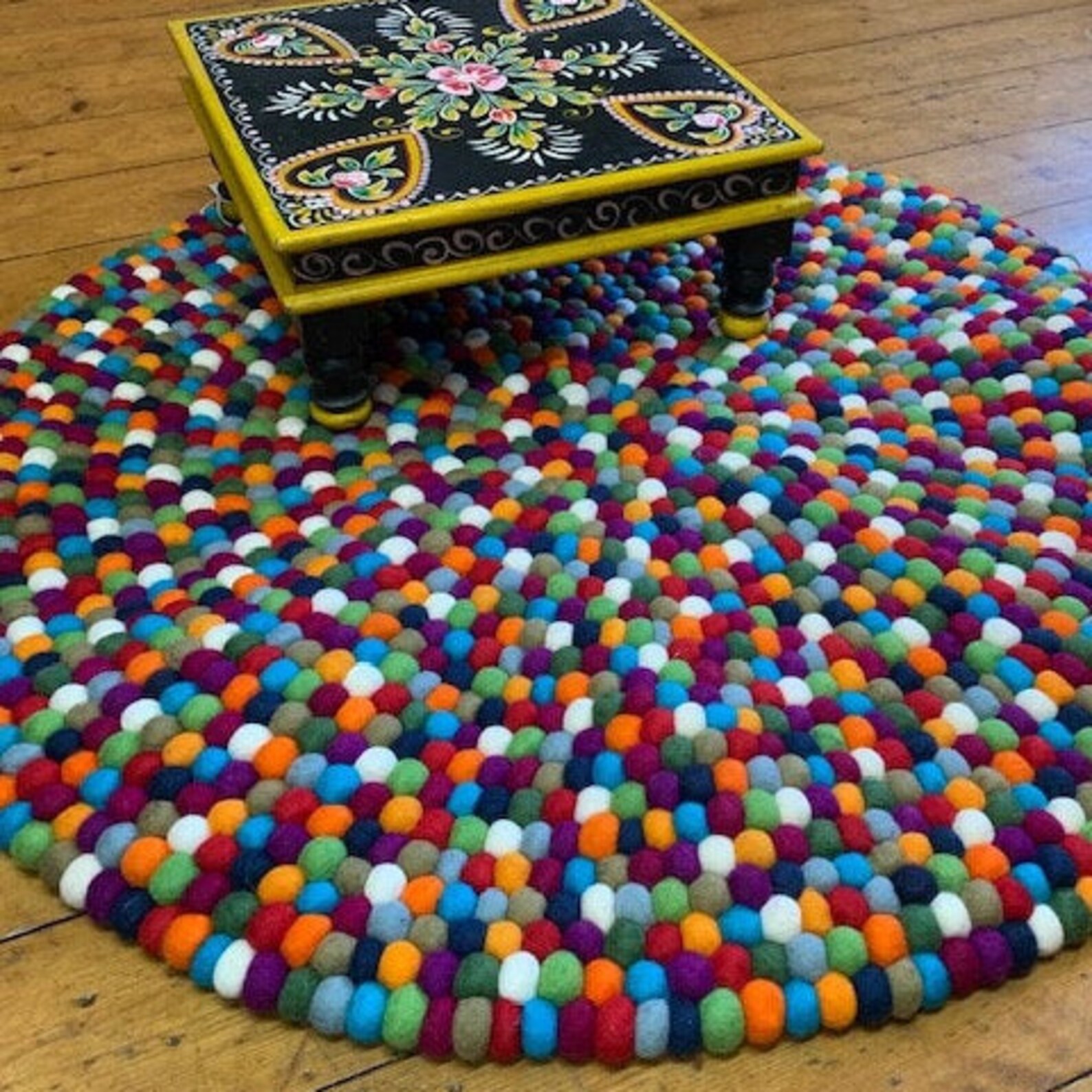 FELT BALL MAT/Handfelted Wool Mat/Rug Etsy