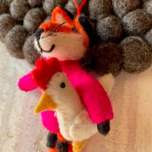 Dekoracja z Filcowego Lisa, OZDOBA. Dodatek do domu. Prezent, ręcznie robiony w Nepalu.