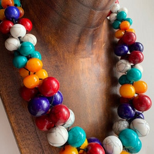 MULTICOLOURED BEAD NECKLACE, Feature Necklace, Handbeaded Necklace, Costume Jewellery. Statement Necklace